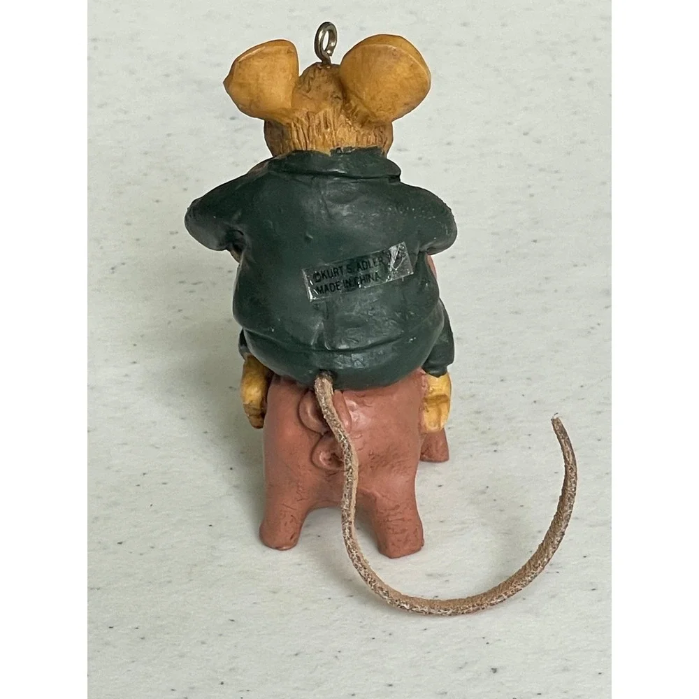 Vintage Kurt Adler Ornament Business Mouse Riding Pig First National Bank Penny - Picture 3 of 5